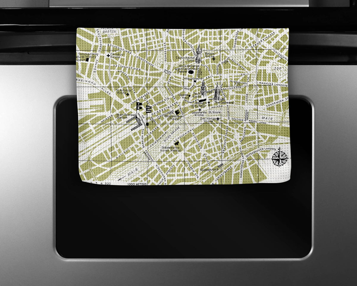 Frankfurt Germany map tea towel