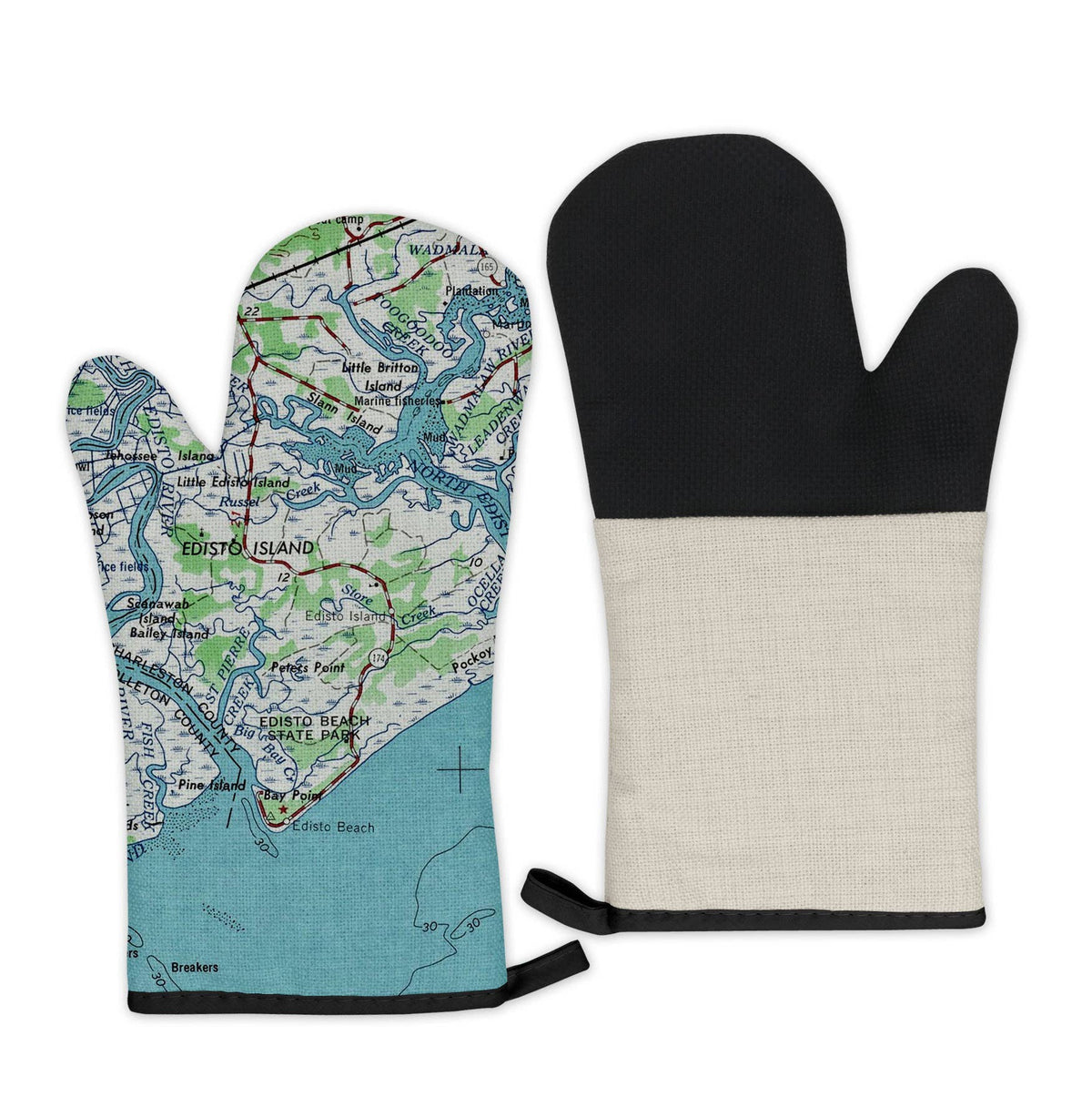 Edisto Island South Carolina vintage map oven mitt