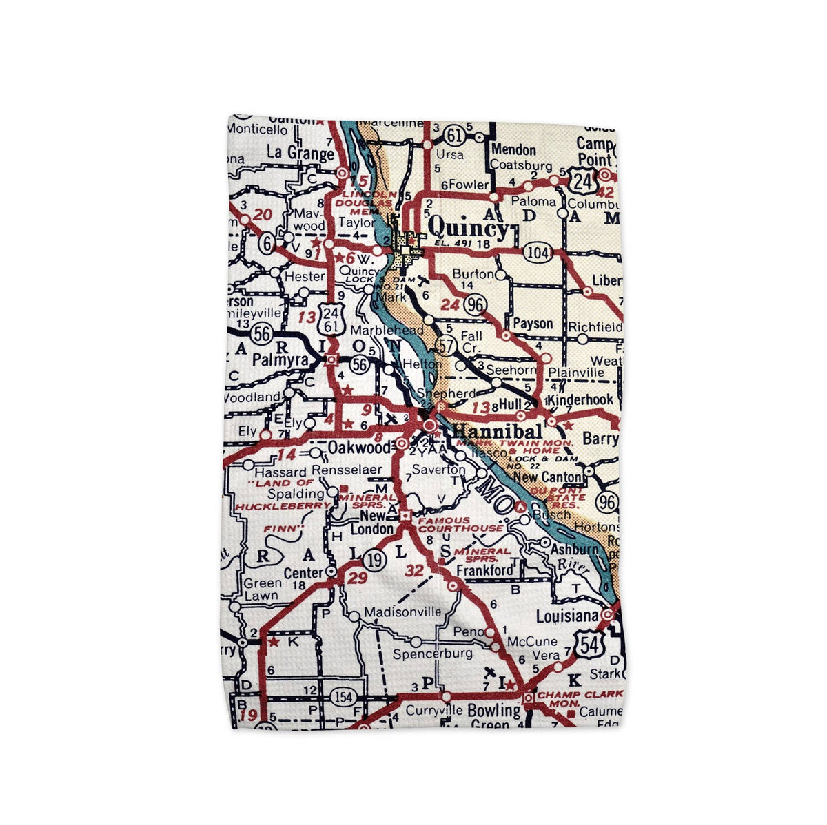 Hannibal Missouri map tea towel