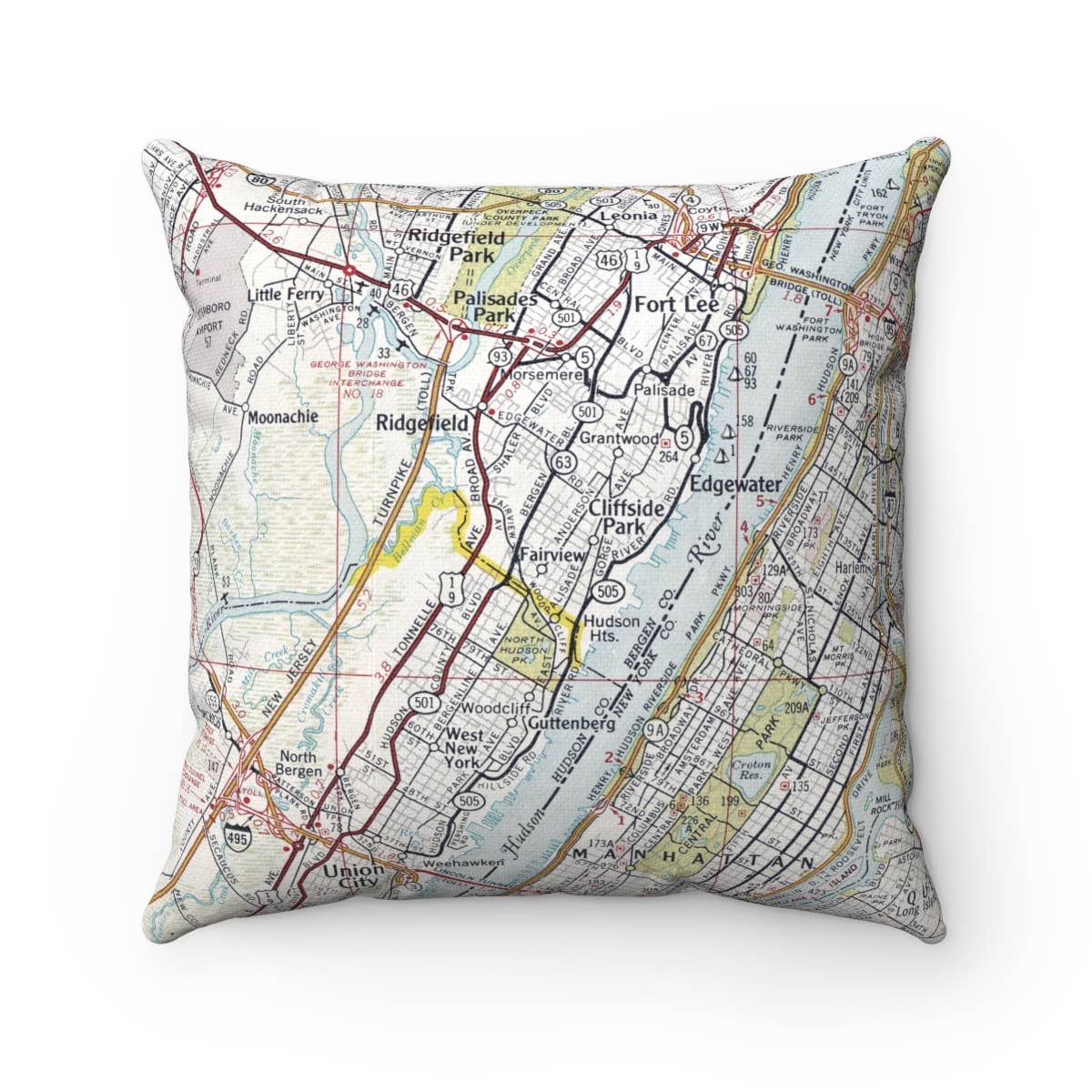 Fairview New Jersey vintage map throw pillow