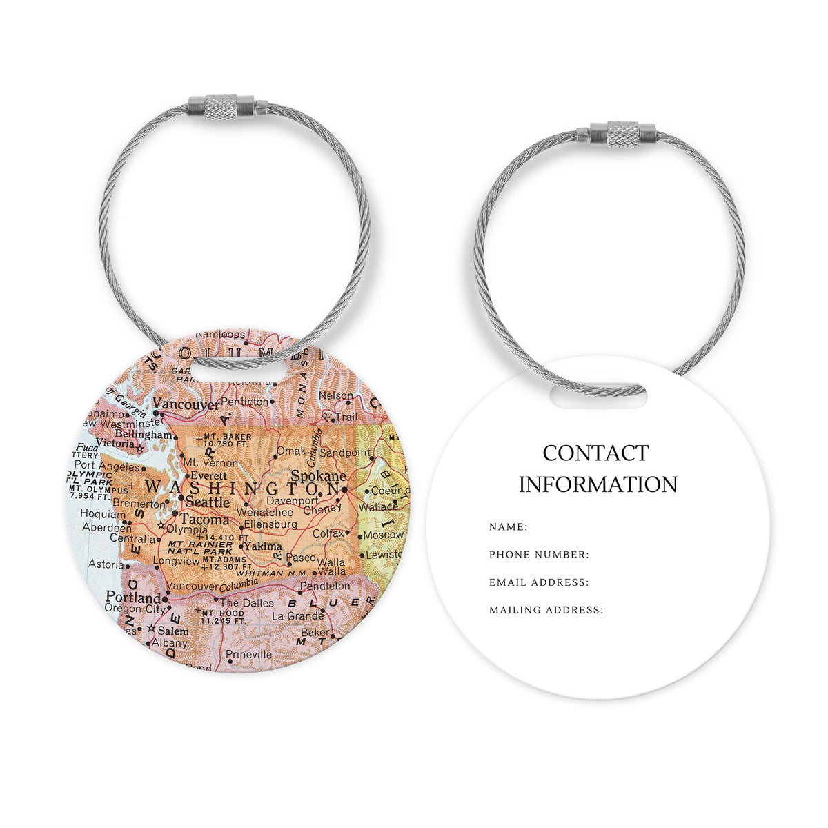 Washington Map Luggage Tag