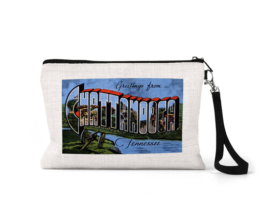 Chattanooga Tennessee vintage postcard wristlet travel pouch