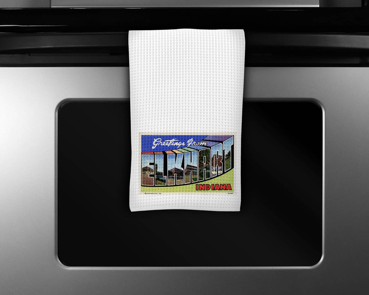 Elkhart Indiana map tea towel