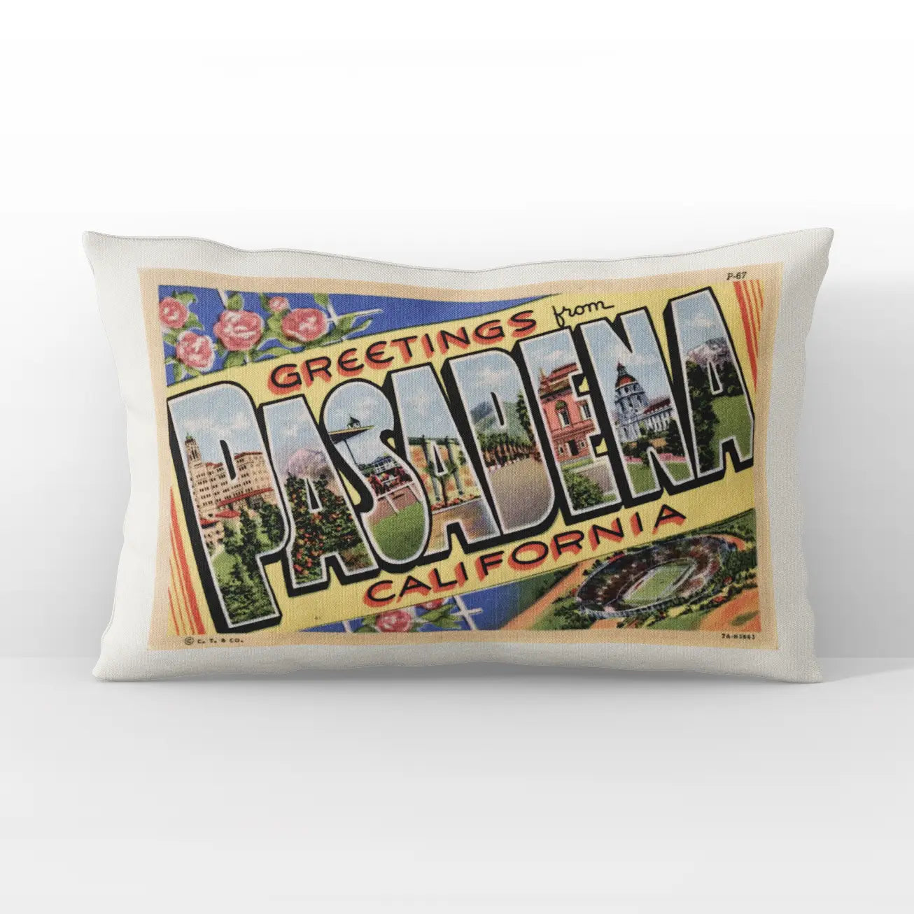 Pasadena California Vintage Postcard Lumbar Pillow | 12x16"