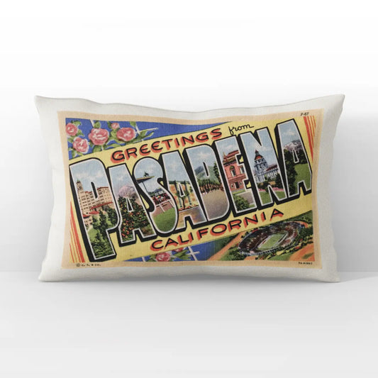 Pasadena California Vintage Postcard Lumbar Pillow | 12x16"