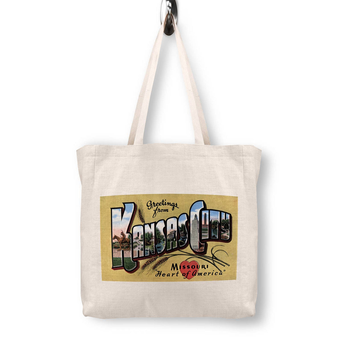 Kansas City Missouri Vintage Postcard Canvas Tote Bag