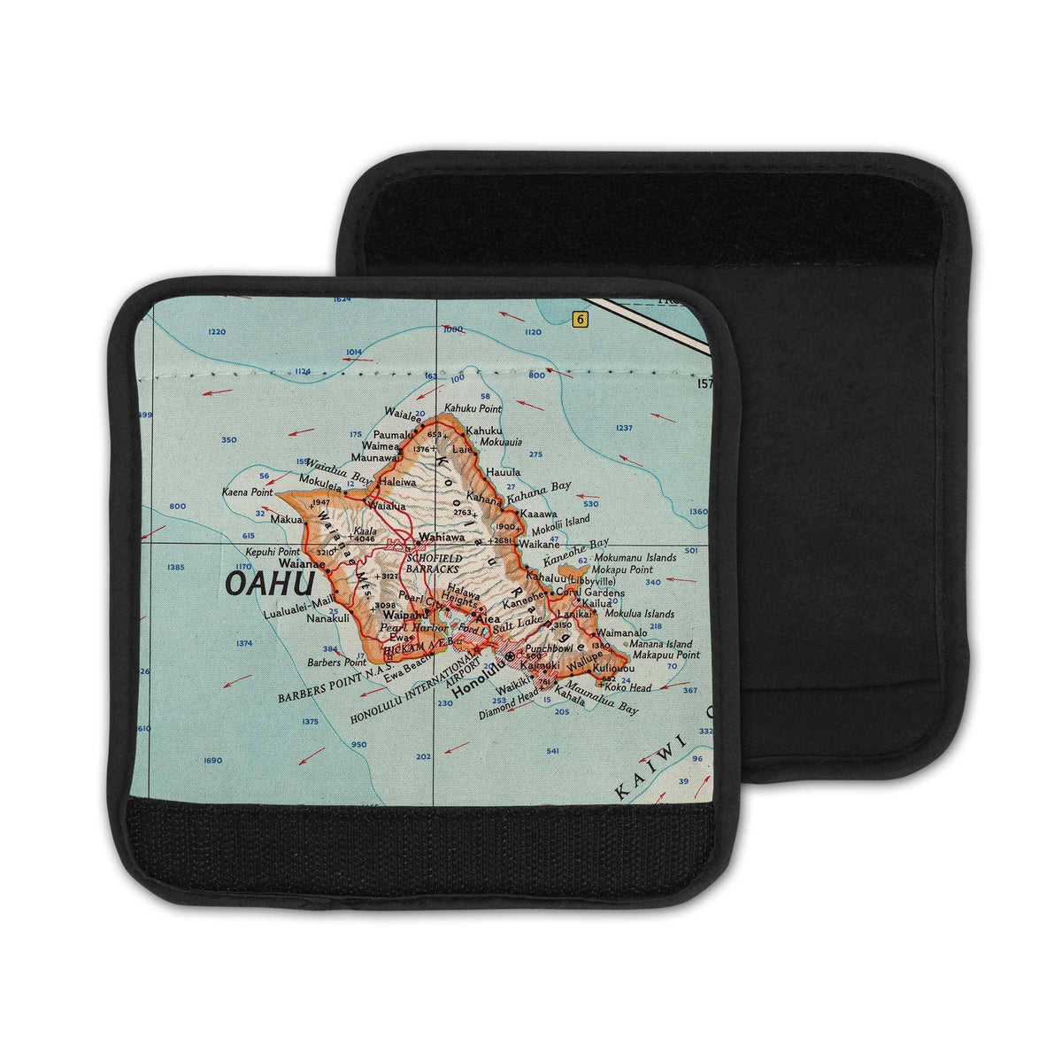 Oahu Hawaii Map Suitcase Spotter Luggage Handle Wrap