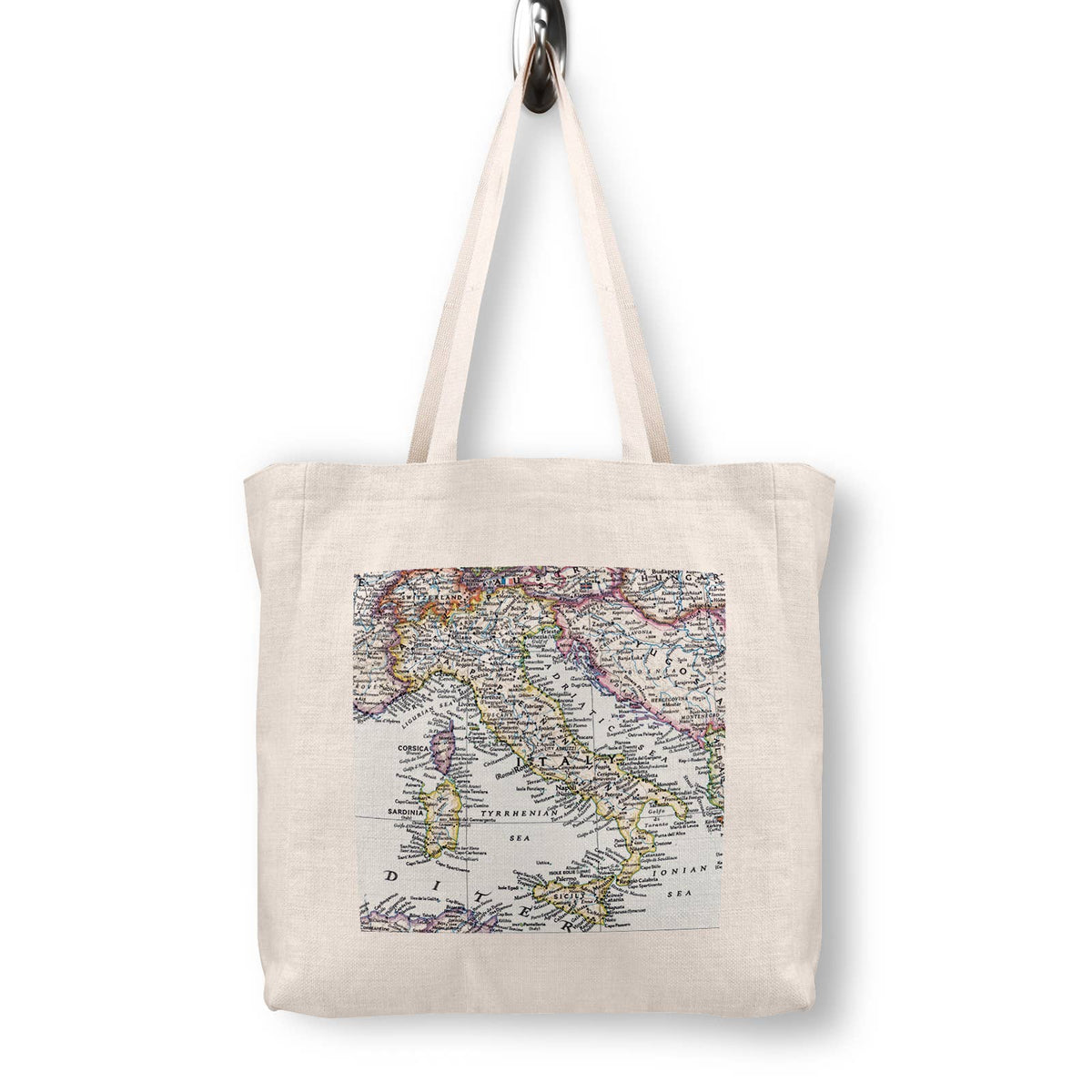 Italy Vintage Map Canvas Tote Bag