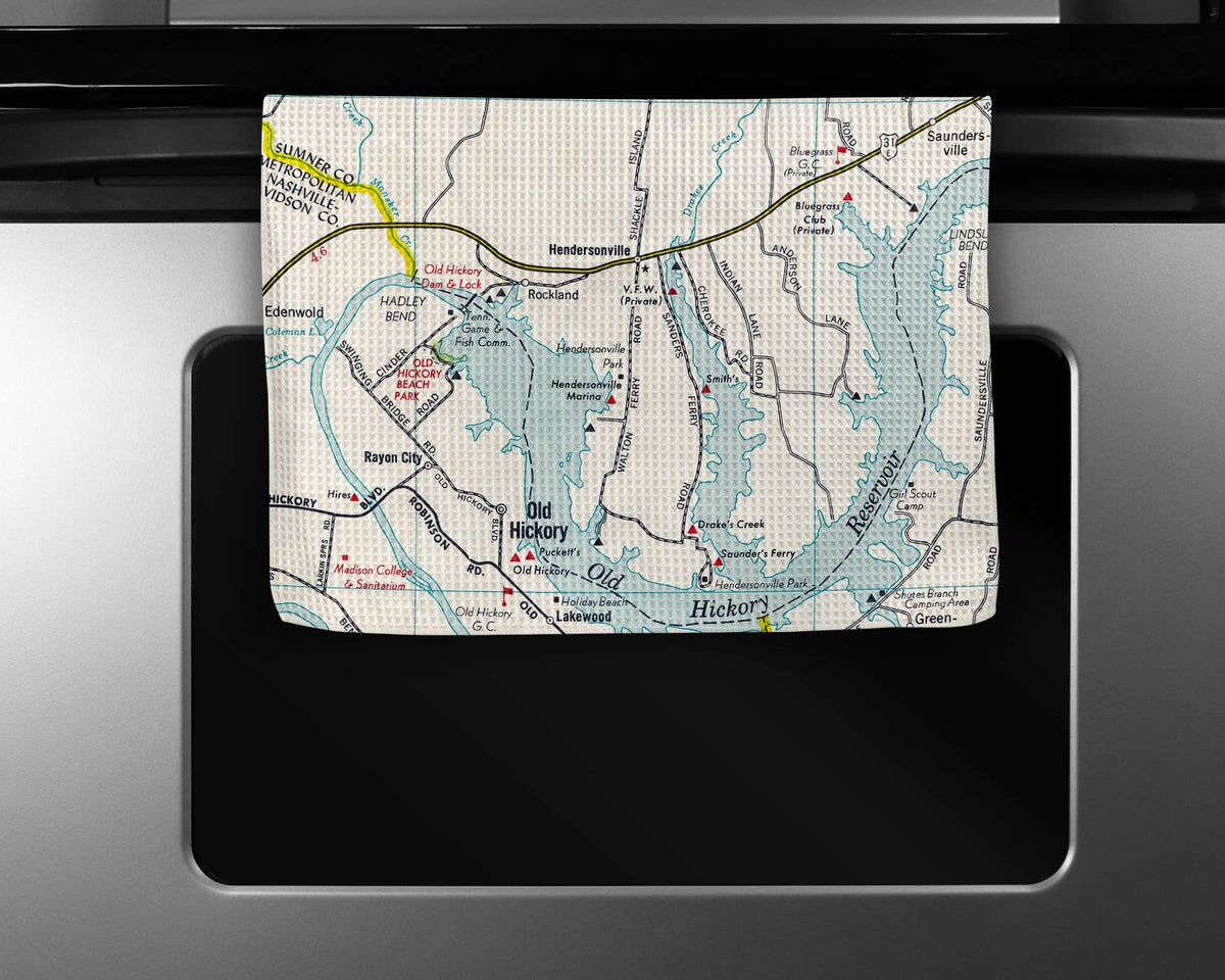 Hendersonville Tennessee map tea towel