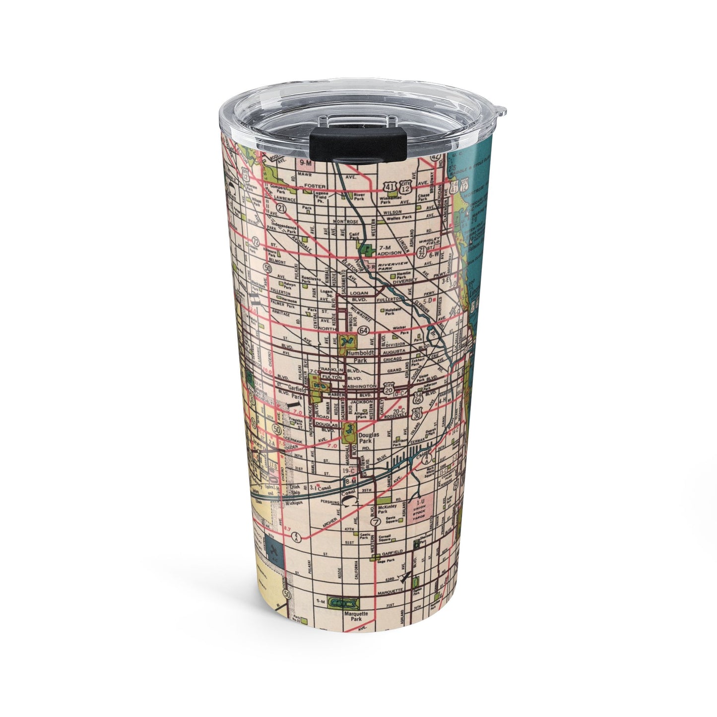 Boston Massachusetts Vintage Map 20oz Insulated Tumbler