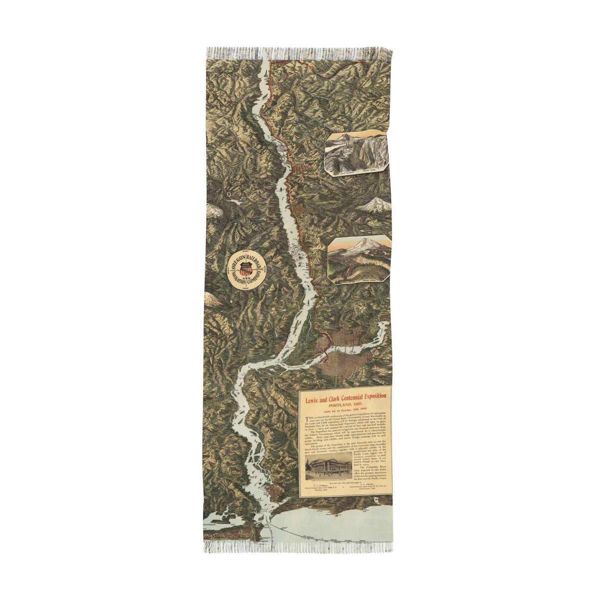 Columbia River Oregon 1904 Map Travel Scarf view 2