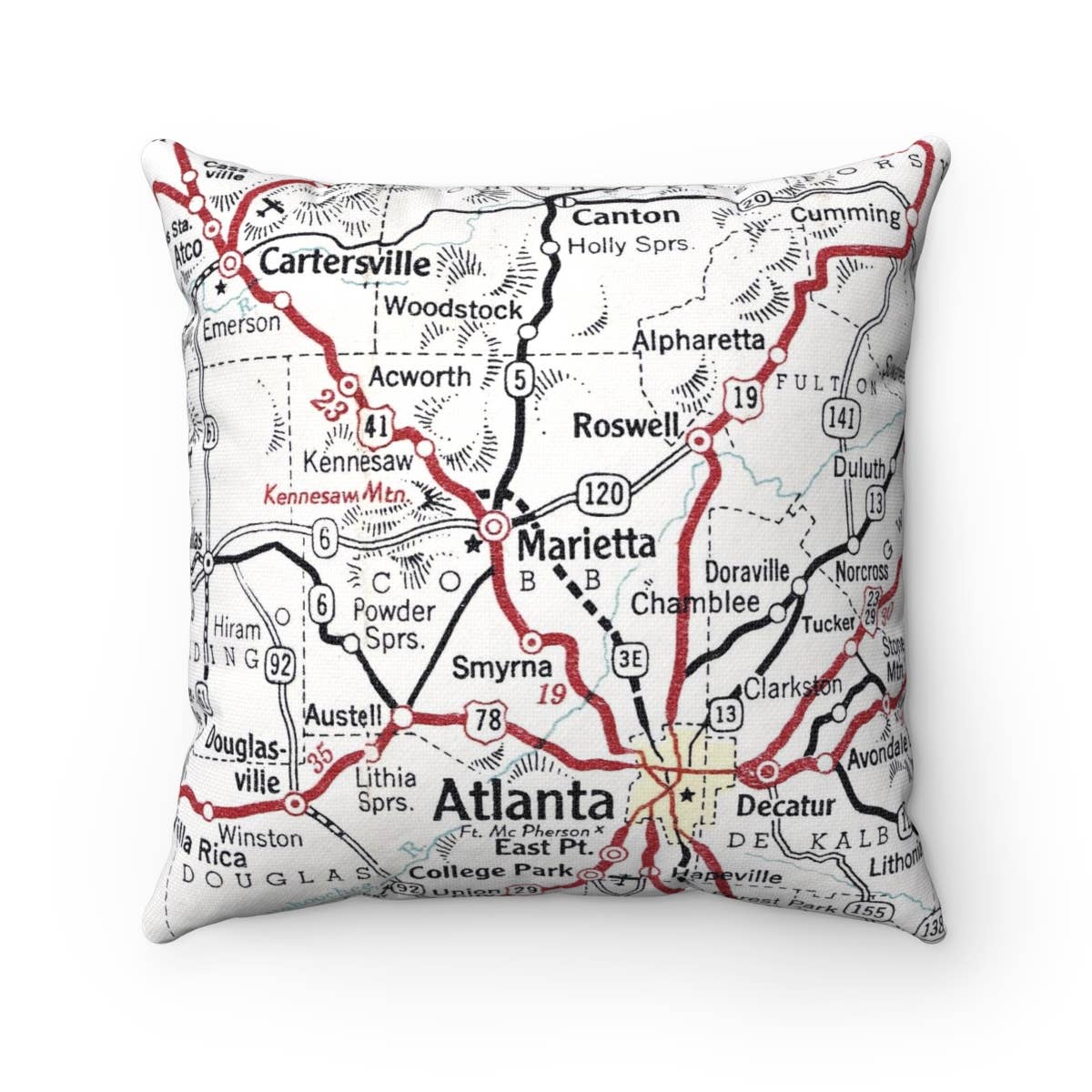 Marietta Georgia vintage map throw pillow