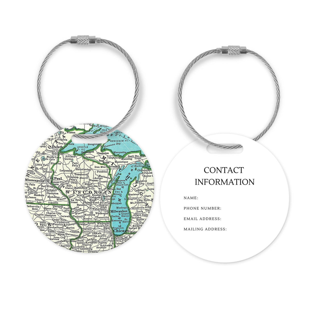 Wisconsin Map Luggage Tag