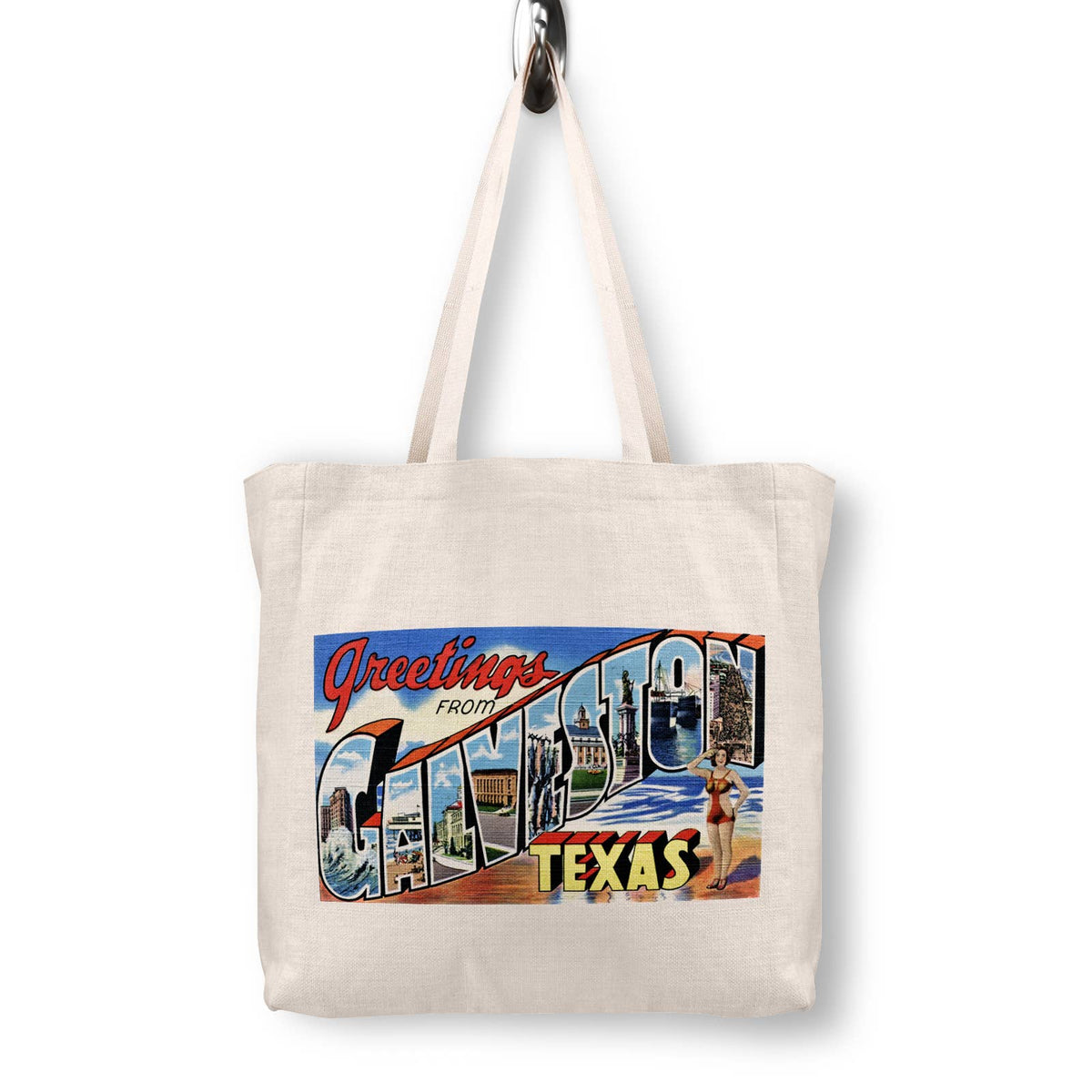 Galveston Texas Vintage Postcard Canvas Tote Bag