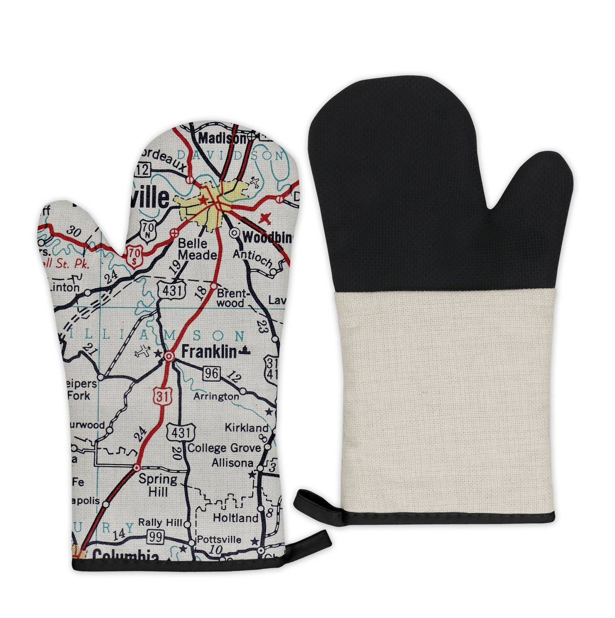 Franklin Tennessee vintage map oven mitt