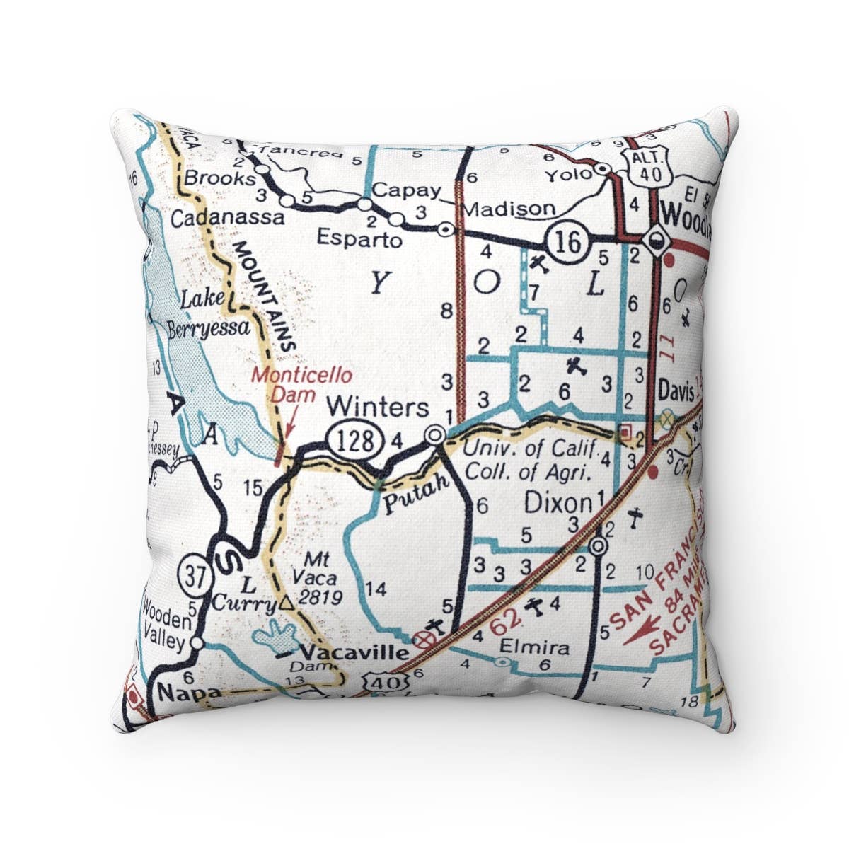 Winters California vintage map throw pillow