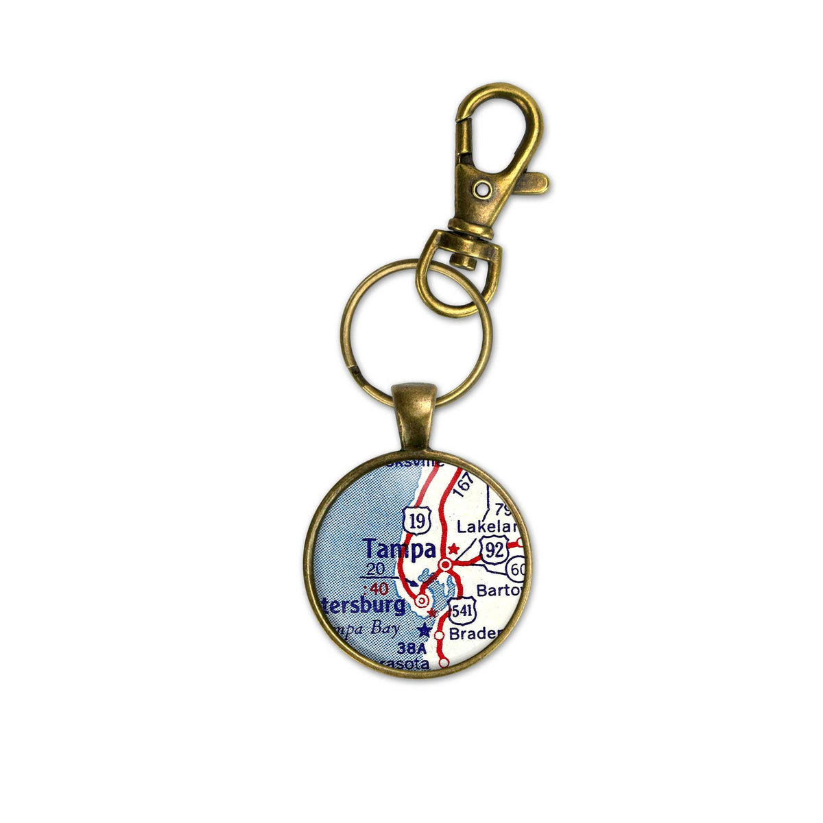 Tampa Florida vintage map keychain