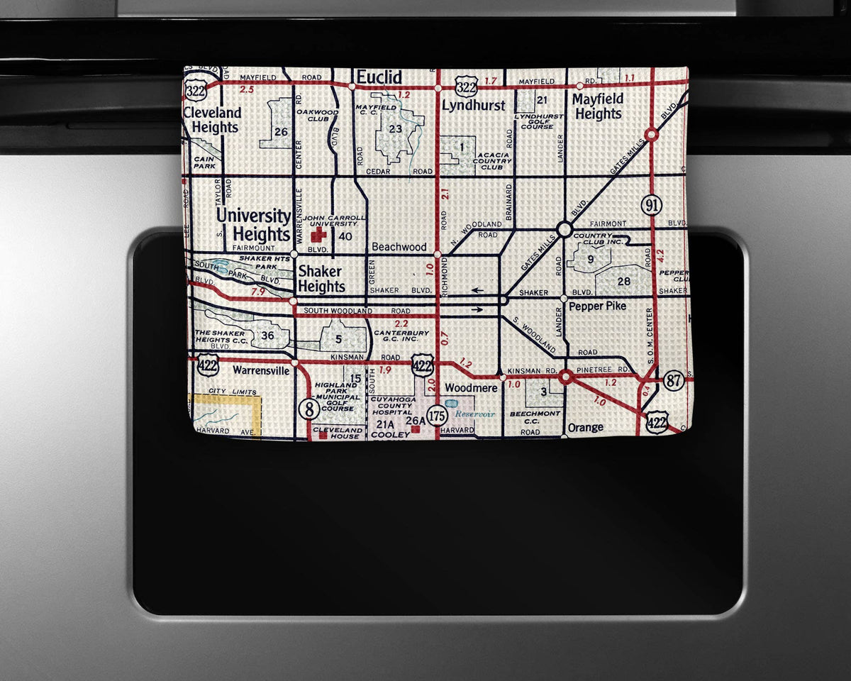 Beachwood Ohio map tea towel