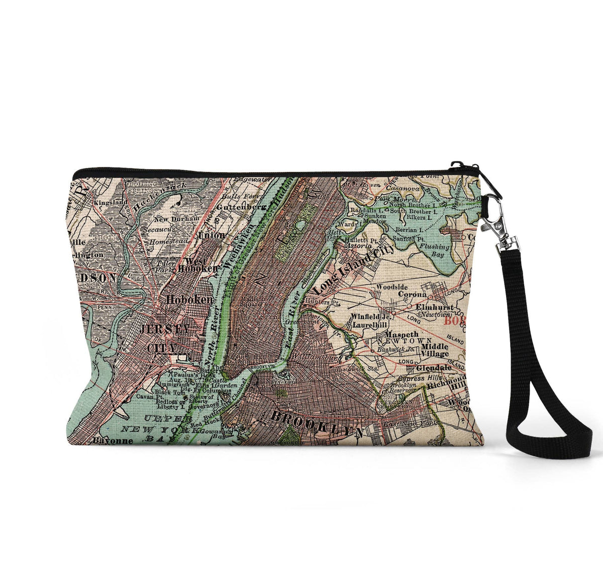 New York City Manhattan map wristlet travel pouch