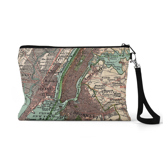 New York City Manhattan map wristlet travel pouch