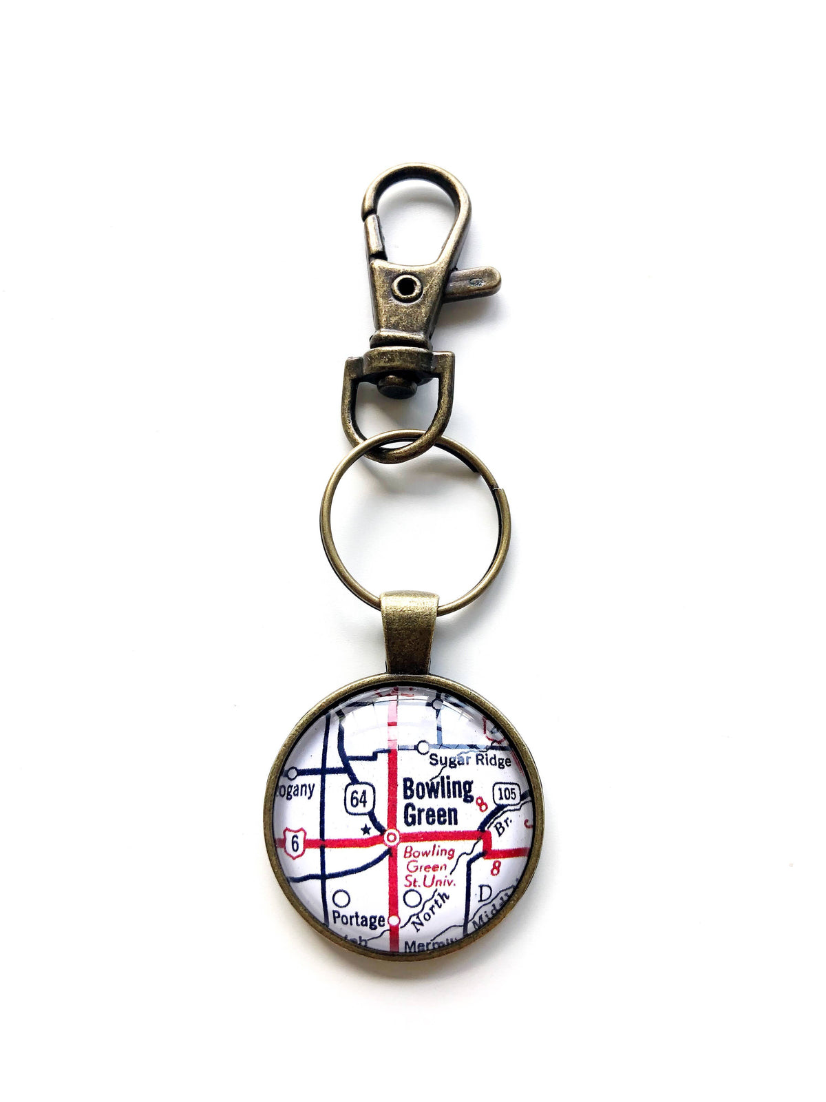 Bowling Green State University vintage map keychain