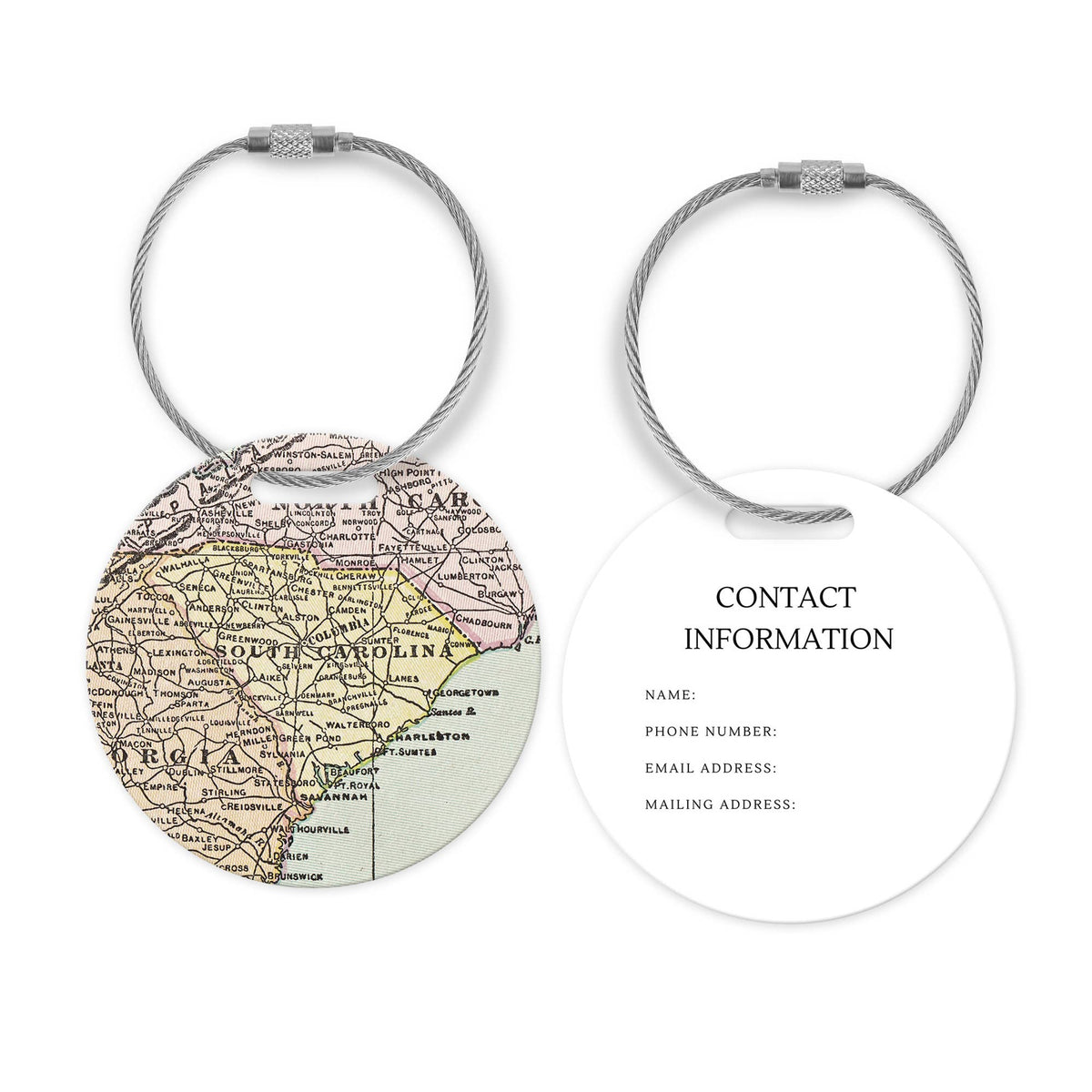 South Carolina Map Luggage Tag