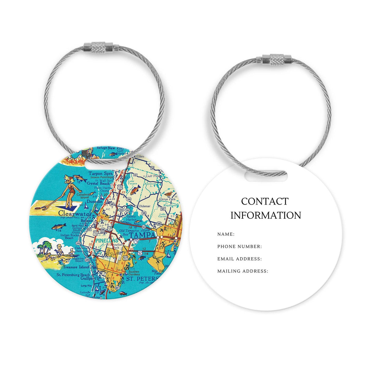 Clearwater Tampa Florida Map Luggage Tag and Handle Wrap view 2