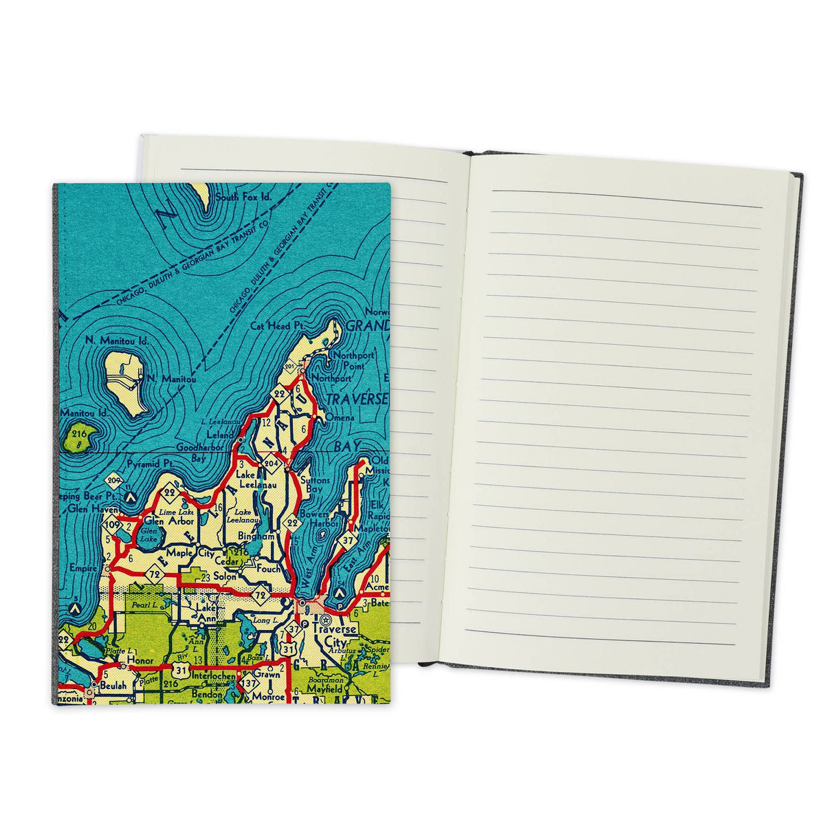 Leelanau County Michigan Vintage Map Travel Journal
