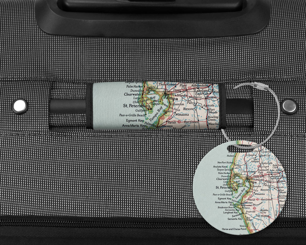 Tampa St Petersburg Florida Map Luggage Tag and Handle Wrap
