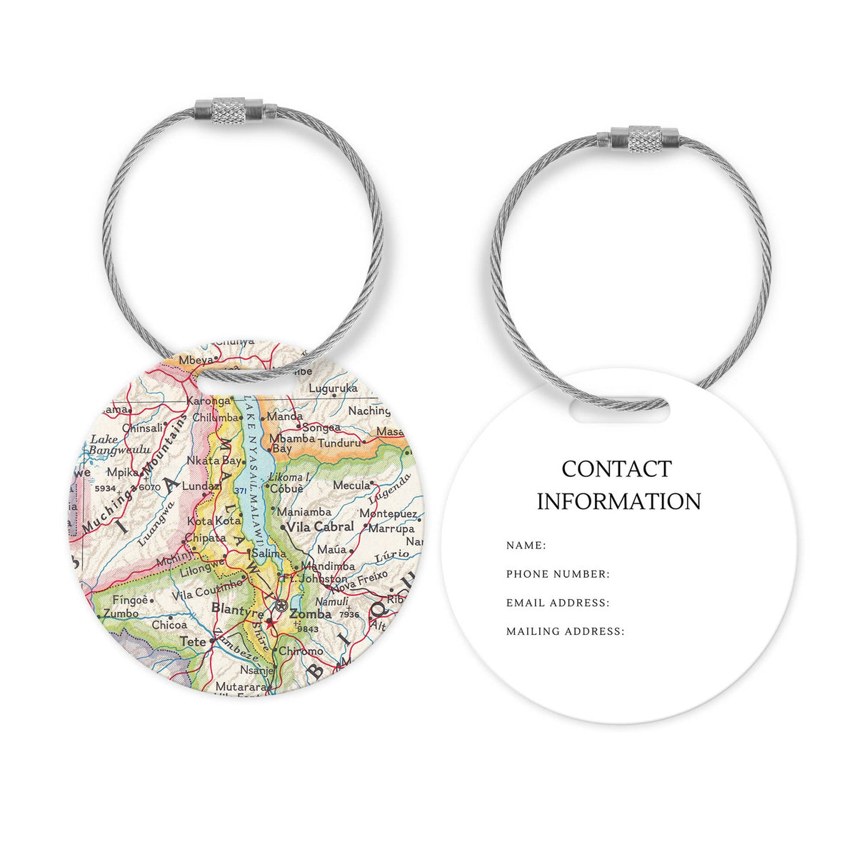 Malawi Map Luggage Tag and Handle Wrap view 2