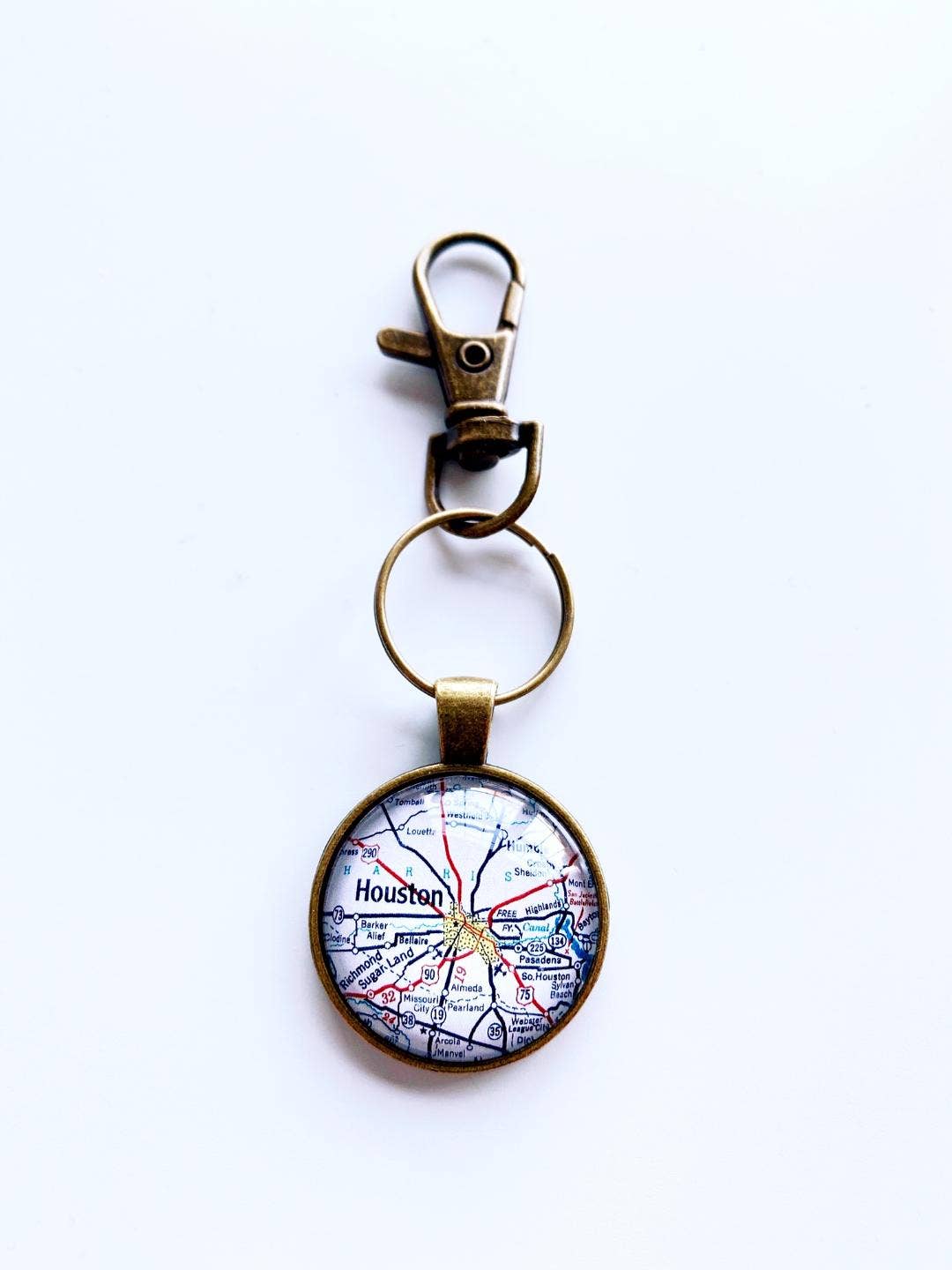 Houston Texas vintage map keychain