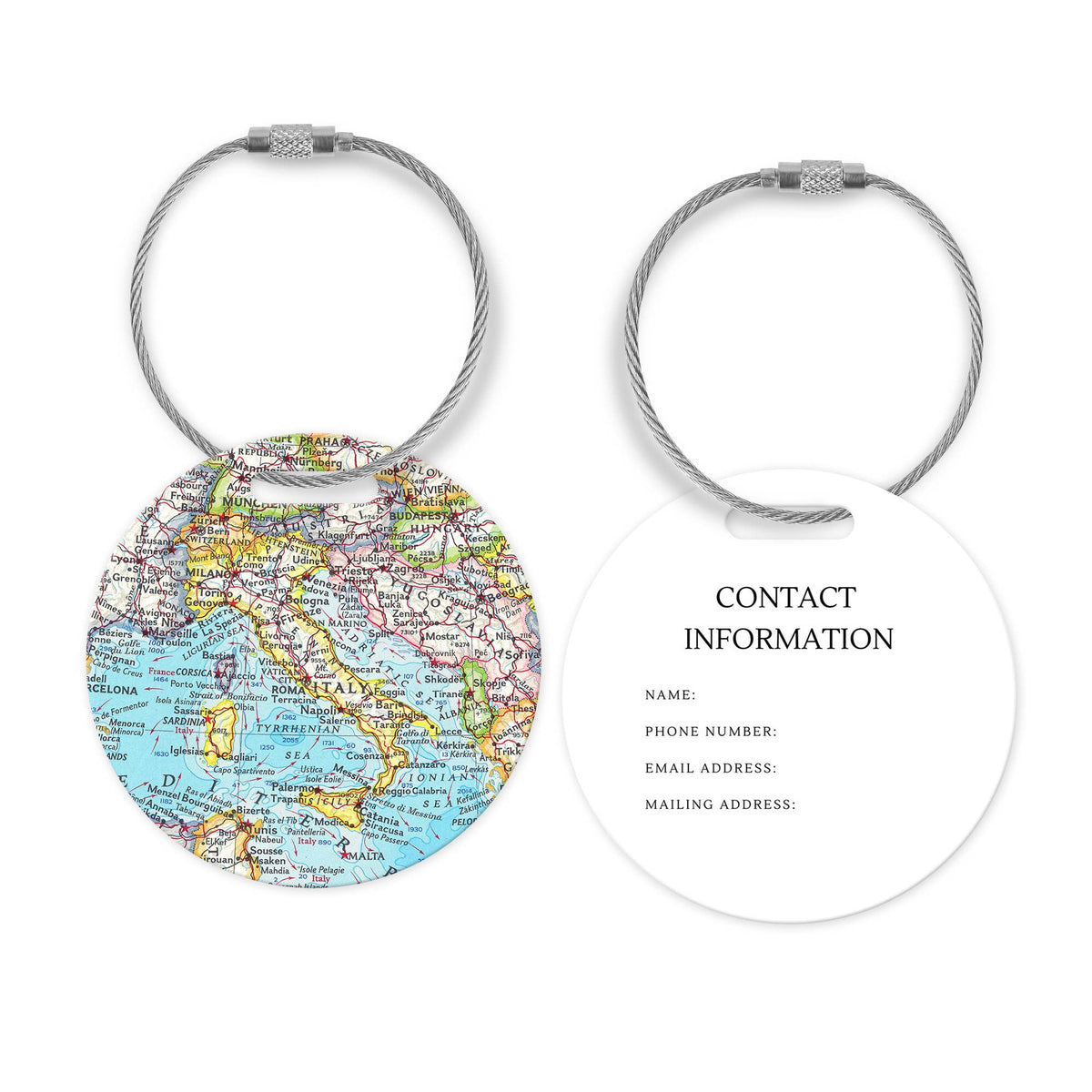 Italy Map Luggage Tag
