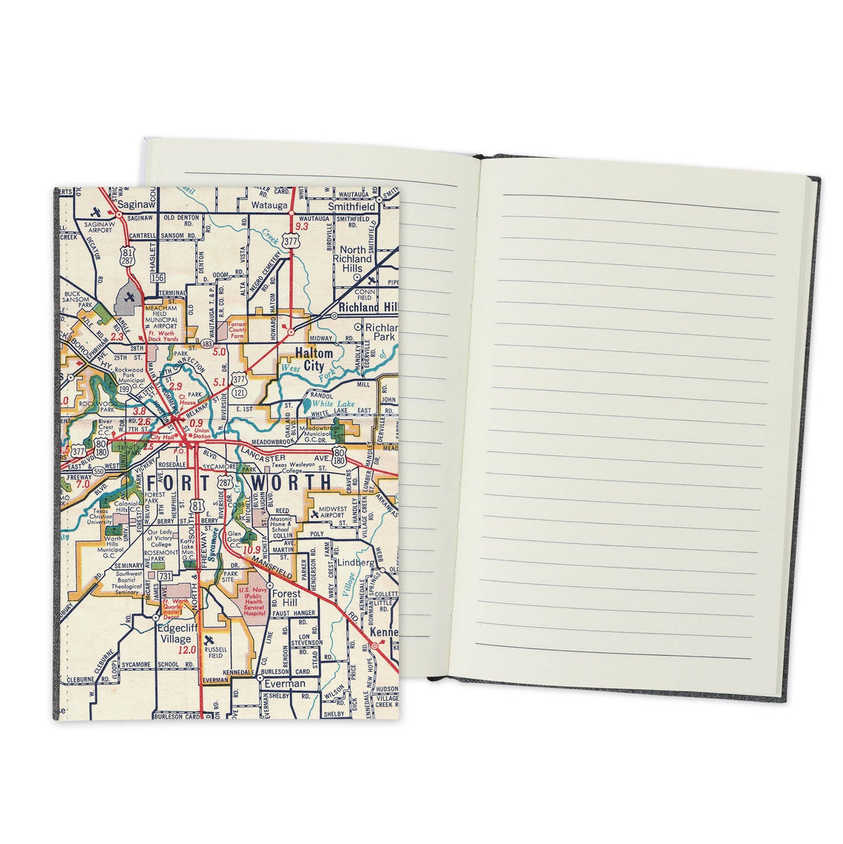 Fort Worth Texas Vintage Map Travel Journal