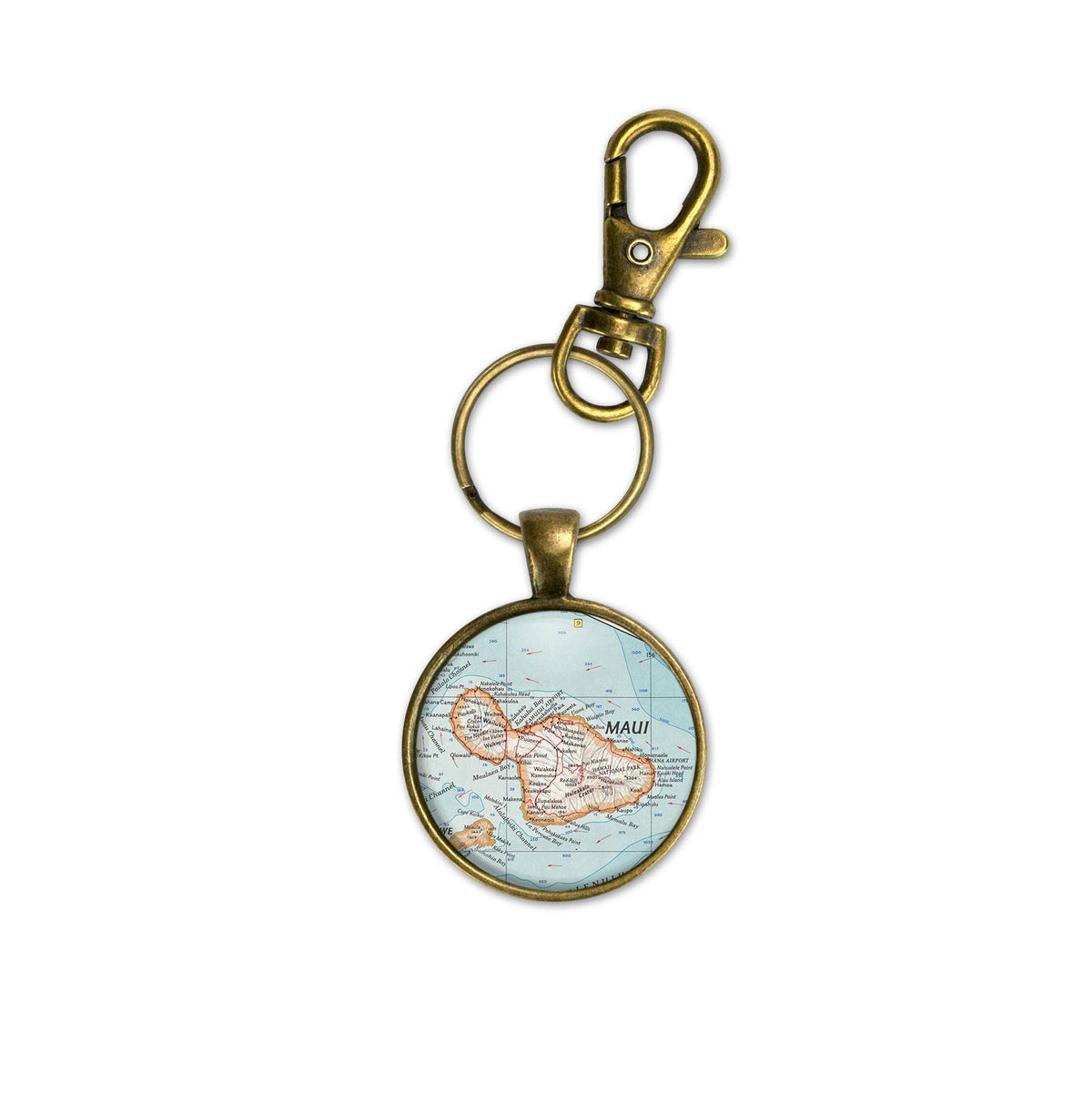 Maui Hawaii vintage map keychain