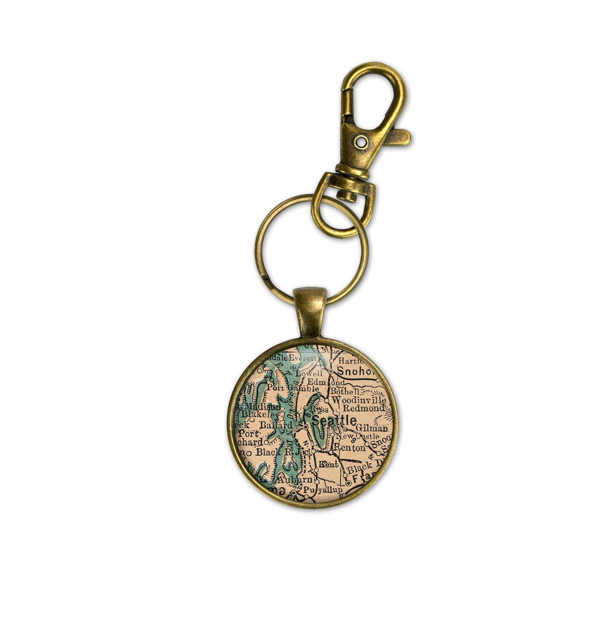 Seattle Washington vintage map keychain
