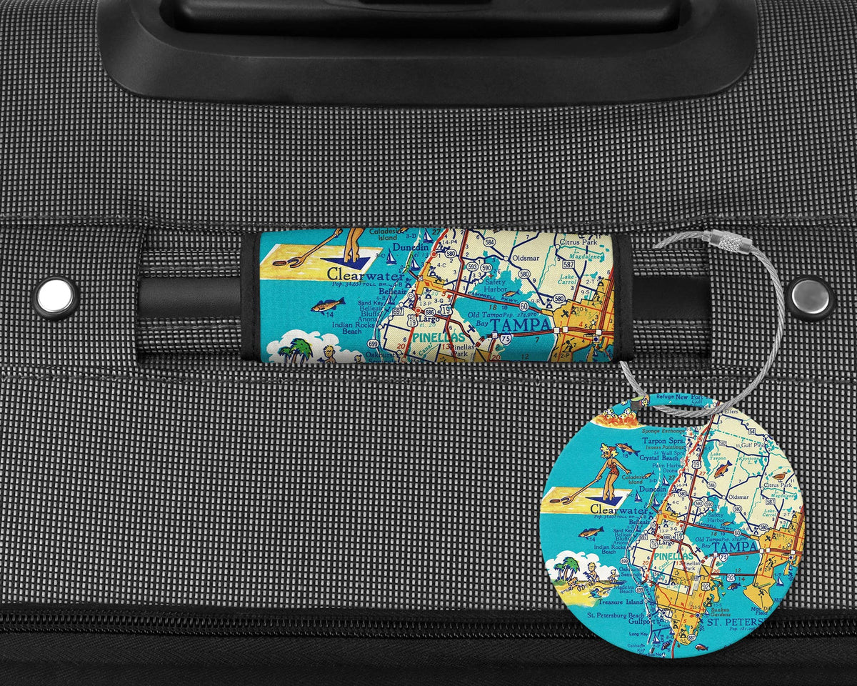 Clearwater Tampa Florida Map Luggage Tag and Handle Wrap