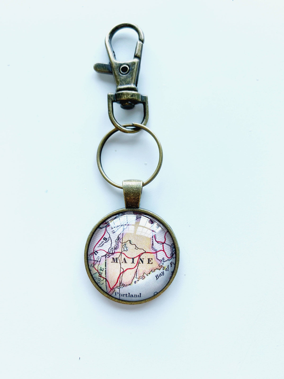 Maine vintage map keychain