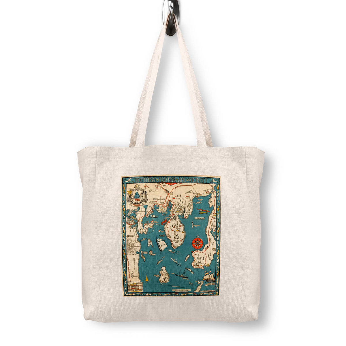 Maine Boothbay Harbor 1931 Vintage Map Canvas Tote Bag