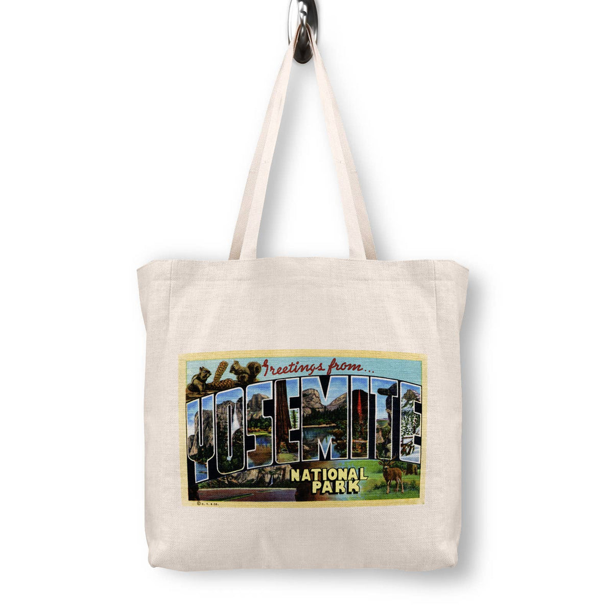 Yosemite National Park California Vintage Postcard Canvas Tote Bag