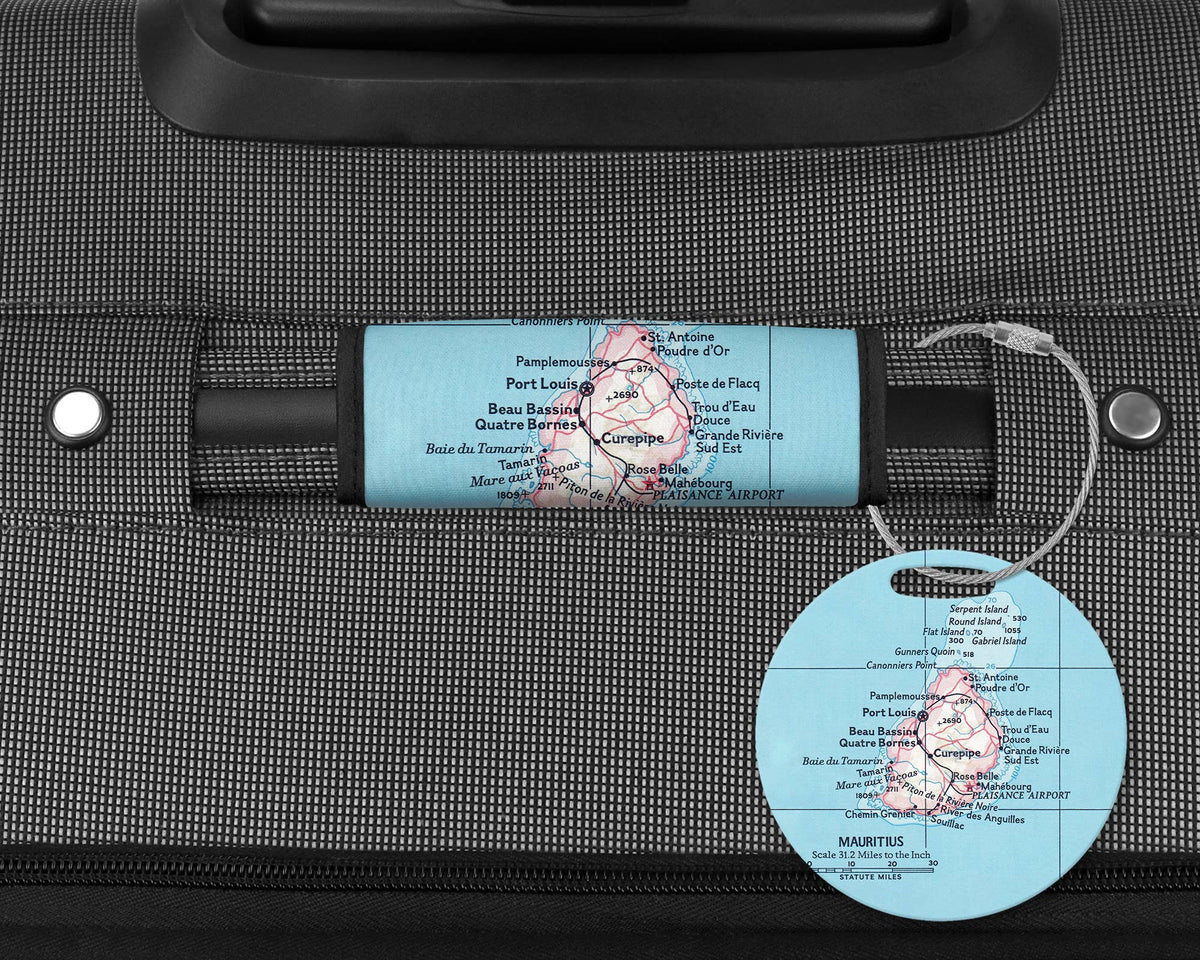 Mauritius Map Luggage Tag and Handle Wrap