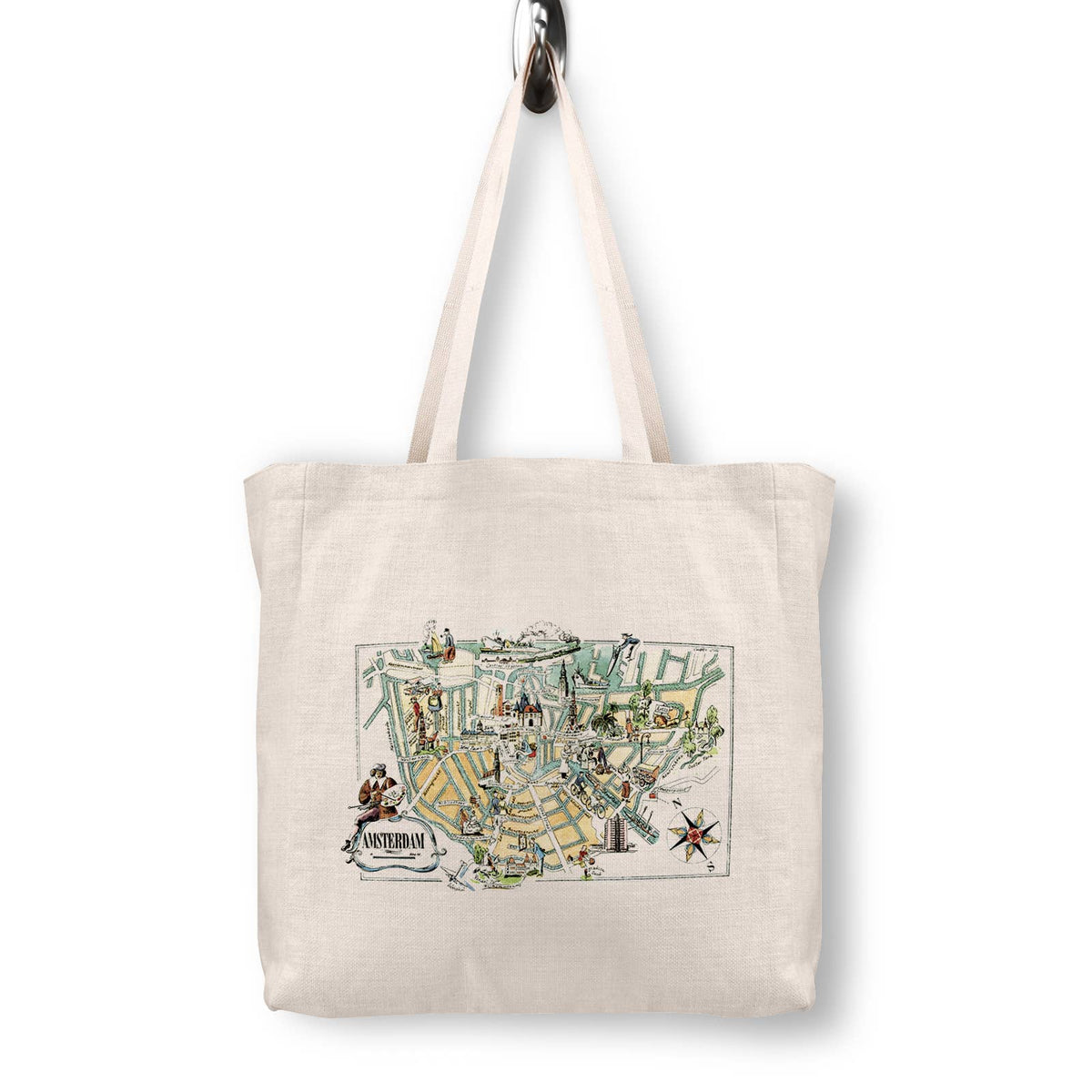 Amsterdam Vintage Map Canvas Tote Bag