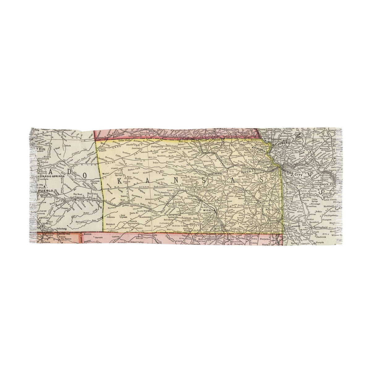 Kansas Map Travel Scarf view 3