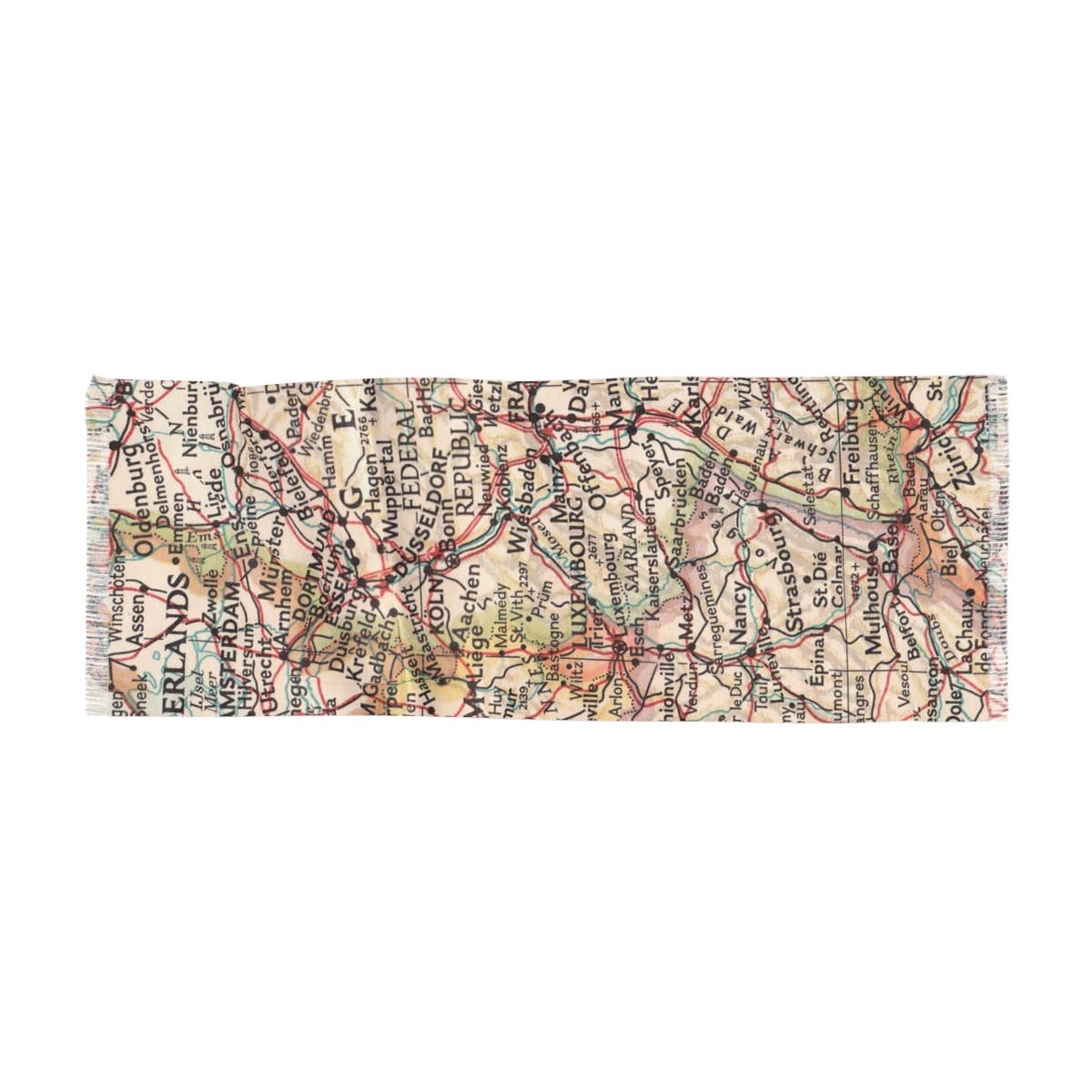 Rhine River Map Travel Scarf view 3