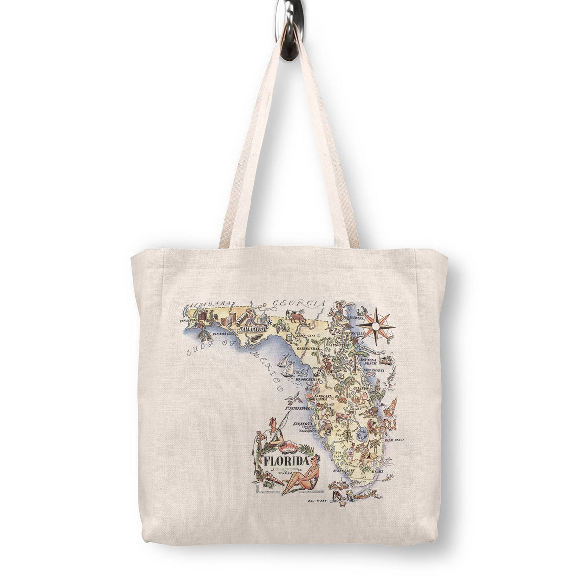 Florida Vintage Map Canvas Tote Bag