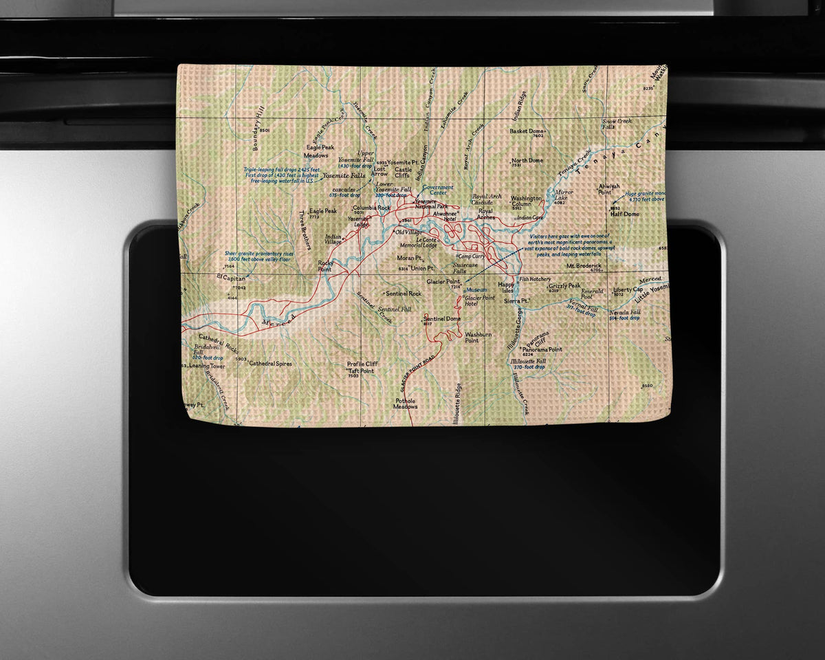 Yosemite Valley California map tea towel