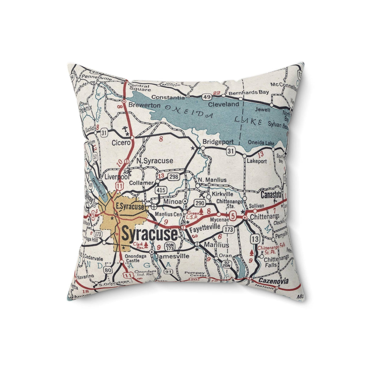 Minoa New York vintage map throw pillow