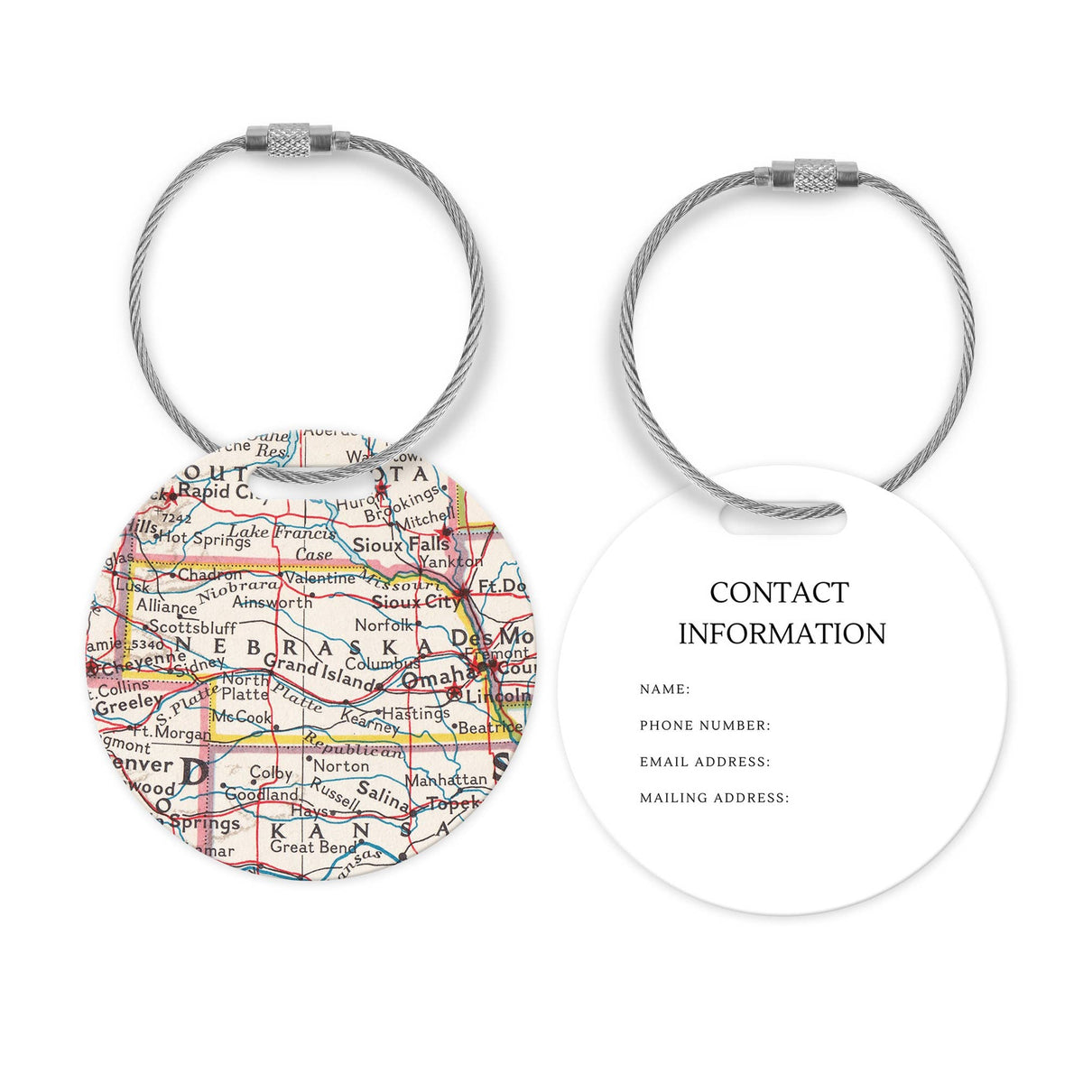 Nebraska Map Luggage Tag and Handle Wrap view 2