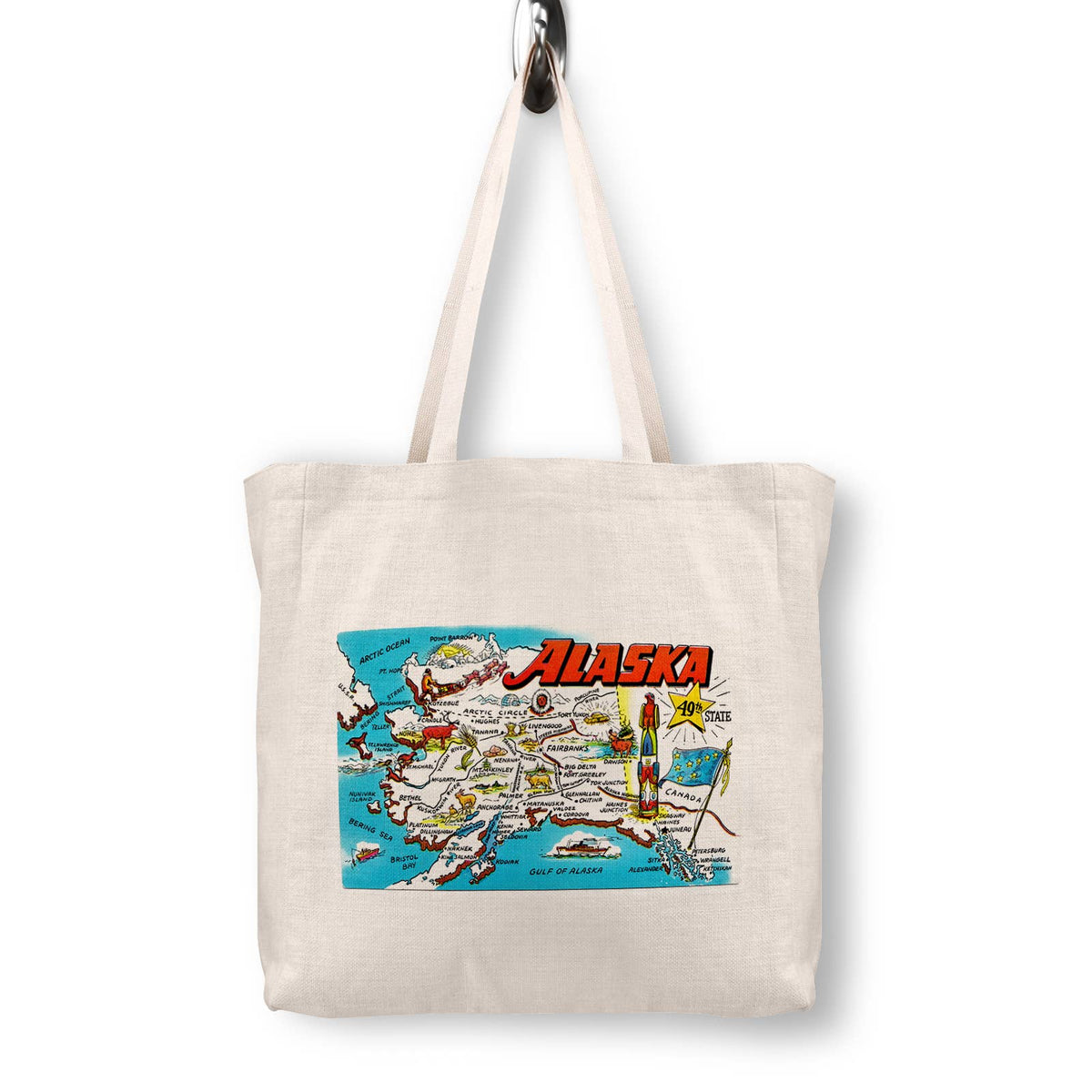 Alaska Vintage Postcard Canvas Tote Bag