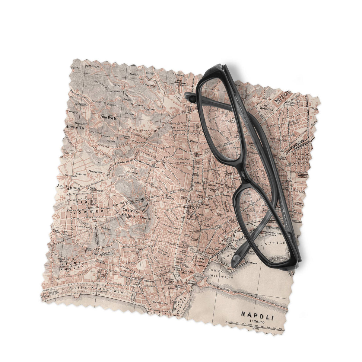 Naples Italy vintage map lens cloth