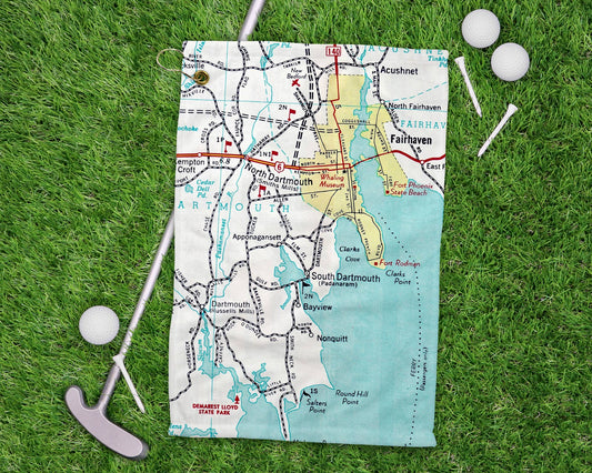 South Dartmouth Massachusetts vintage map golf towel